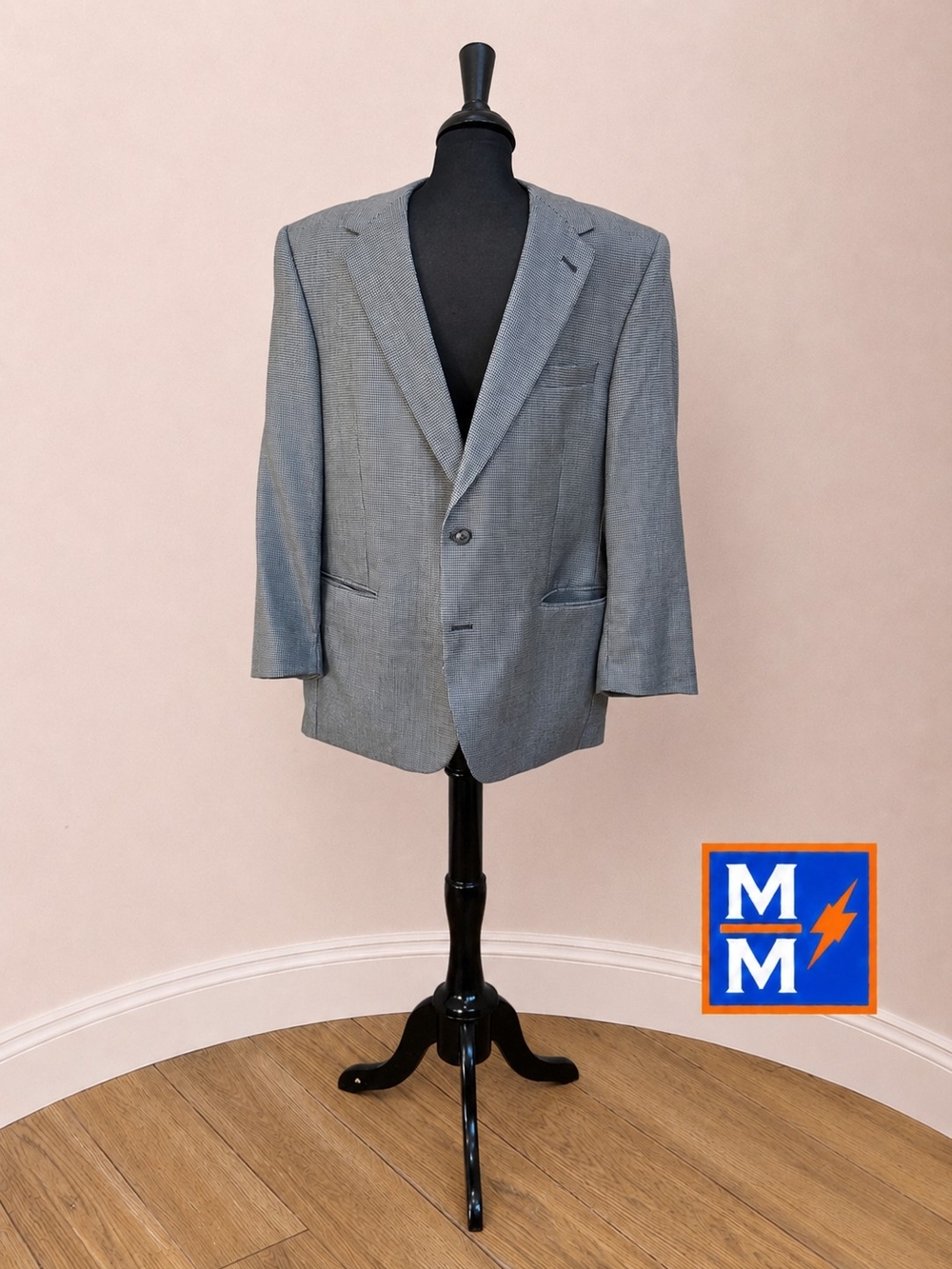 Jos. A. Bank Signature Collection Gray Houndstooth Wool Sport Coat 44 Short